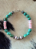 Turquoise & Pink Conch Bracelet