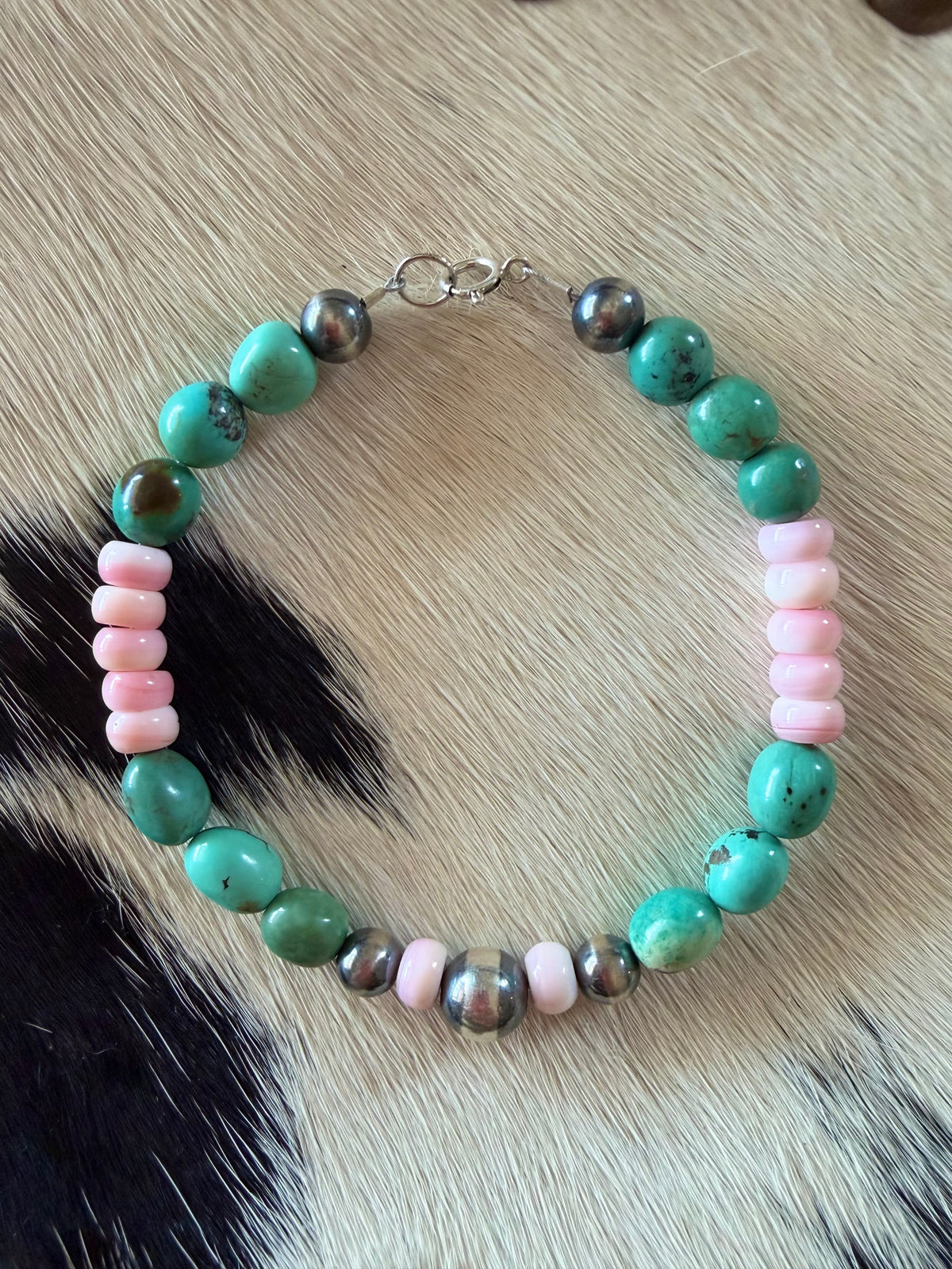Turquoise & Pink Conch Bracelet