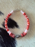 Red Spiny & Pink Conch Bracelet